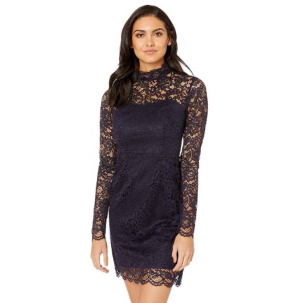 Betsey Johnson Navy High Neck Lace Dress NWT